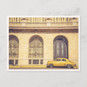 Gouden Retro Auto & Architectuur Havana Cuba Briefkaart