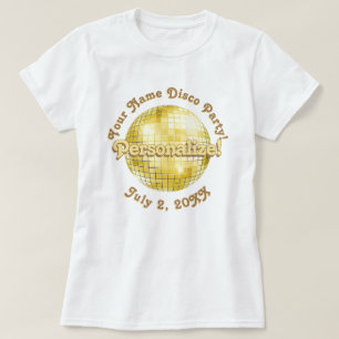Gouden Retro Disco Bal PERSONALIZED T-Shirt