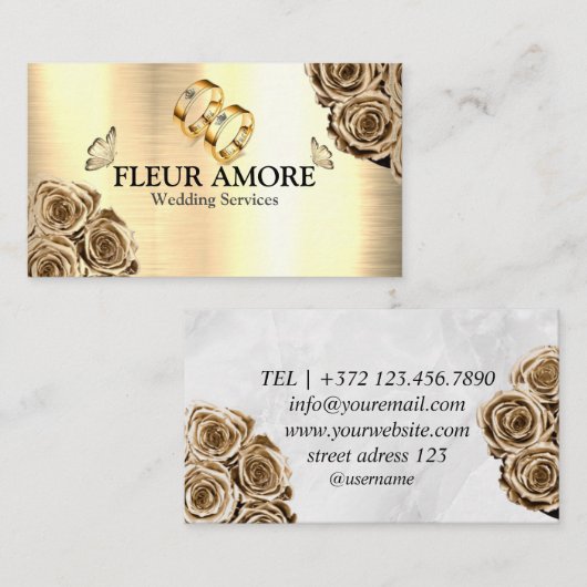 Gouden Ring Planning Design Styling Bruiloft Diens Visitekaartje (Voorkant / Achterkant)