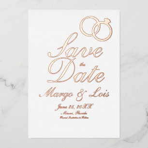 Gouden Ring Save the Date Geperste Folie Uitnodigi Uitnodiging