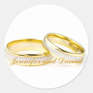 Gouden ringen bruid bruidegom bruiloft gunst Stick Ronde Sticker