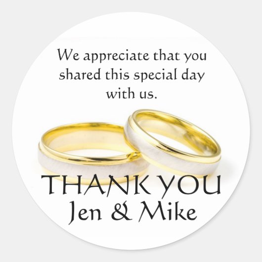 Gouden ringen Dank u huwelijksgunst Stickers (Voorkant)