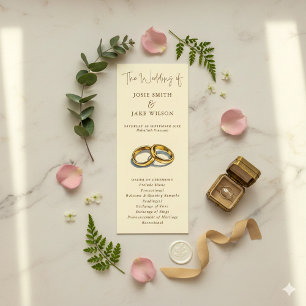 Gouden Ringen Elegante Crème en Bruine bruiloft Programma