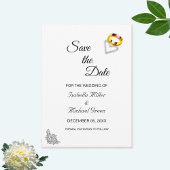 Gouden ringen op zwart wit bruiloft Save the Date Kaart