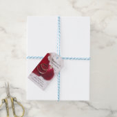 Gouden ringen Roos bloemblaadjes ontwerp bruiloft Cadeaulabel (Met Touw)