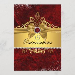 Gouden Robijn Rode Quinceanera Uitnodiging