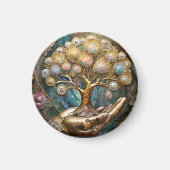 Gouden Robot Hand met Gouden Boom des Levens Magneet (Voorkant)