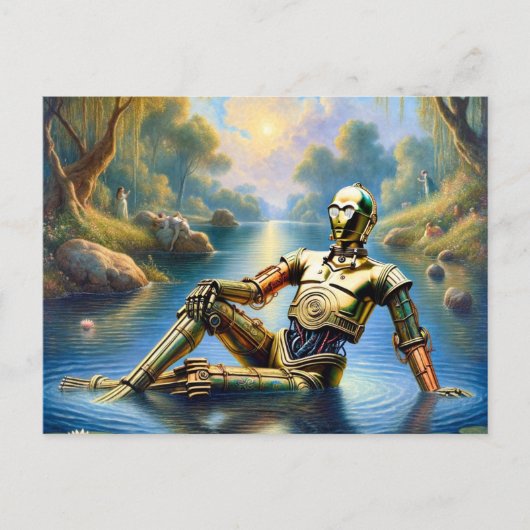 Gouden Robot Ophelia in het Water Briefkaart (Voorkant)