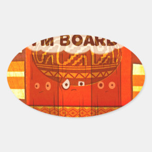 Gouden Rode Afrikaanse Traditionele Kleuren Print Ovale Sticker