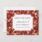 Gouden rode blitse harten redden de datum save the date (Voorkant)