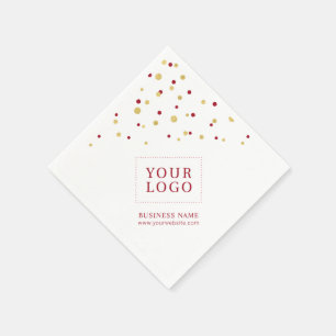 Gouden Rode Confetti Custom Business Promotie Logo Servet