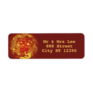 Gouden Rode Draak Phoenix Chinees Huwelijksadres Etiket