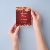 Gouden rode kerstverlichting uitnodigen programma flyer (Hand)