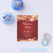 Gouden rode kerstverlichting uitnodigen programma flyer (Enkel)