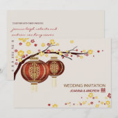 Gouden Rode Lantaarns Kersenboom XI Chinese bruilo Kaart (Voorkant / Achterkant)