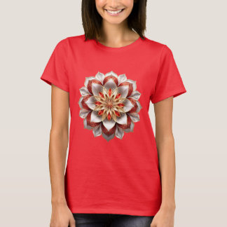 Gouden rode mandala – Elegante bloemsymmetrie T-shirt