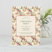 Gouden Rode Ornamenten Bogen Vakantie Kerstfeest Kaart (Staand voorkant)