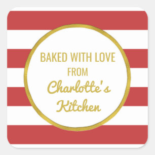 Gouden rode strepen Kerst bakken Labels