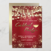 Gouden rode string lichten corporate Cocktail part Kaart (Voorkant / Achterkant)