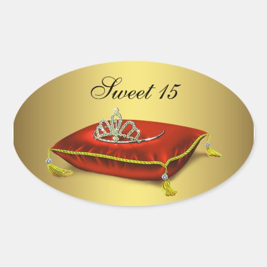 Gouden Rode Tiara Party Favoriet Label Envelope Se (Voorkant)