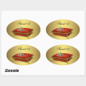 Gouden Rode Tiara Party Favoriet Label Envelope Se (Vel)
