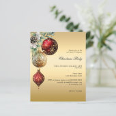 Gouden rode zakelijke kerstfeest uitnodiging (Staand voorkant)