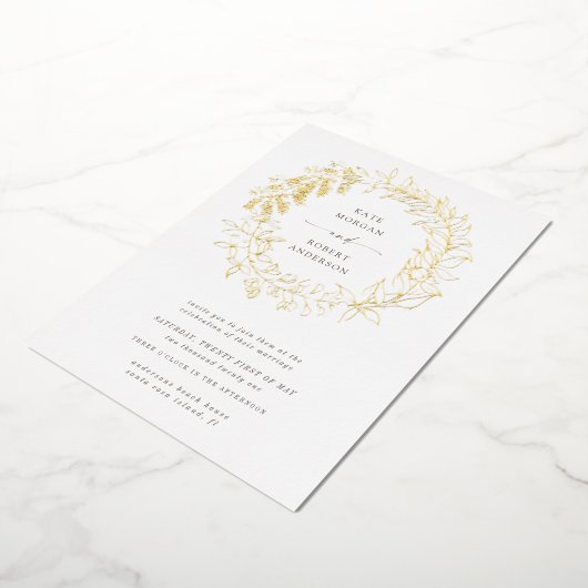 gouden roemeense bruidebruine bruiloft folie uitnodiging (Gedraaid)