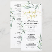 Gouden roestige eucalyptus huwelijksprogramma programma (Voorkant / Achterkant)