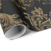 Gouden rollen | Faux zwart marmer Cadeaupapier (Rol Hoek)