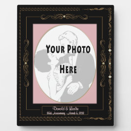 Gouden rollen op zwart w / roze mat - gepersonalis fotoplaat