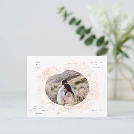 gouden romantische griep redt datum na briefkaart (Staand voorkant)