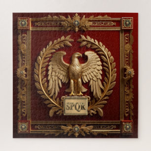 Gouden Romeinse keizerarend boven rood nr. 4 Legpuzzel