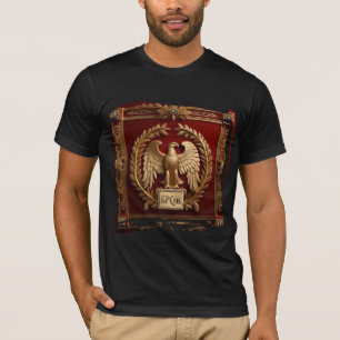 Gouden Romeinse keizerarend boven rood nr. 4 T-shirt