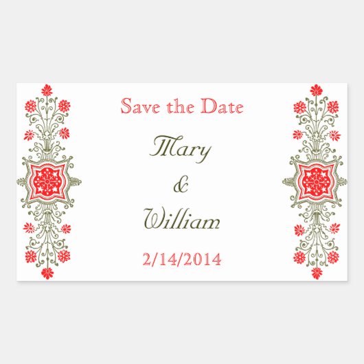 Gouden Rood Aangepaste Save the Date Stickers (Voorkant)