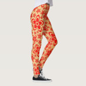 Gouden Rood bloemenkunst Leggings (Rechts)