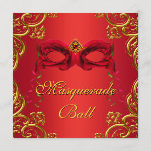 Gouden Rood Masker Rood Maskerade Feest Kaart