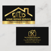 Gouden Rooftop Handyman Gereedschap Visitekaartje (Voorkant / Achterkant)