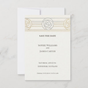 Gouden Roos Art Deco Bewaar De Datum Save The Date