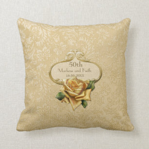 Gouden Roos Damask 50ste bruiloft Jubileum kussen