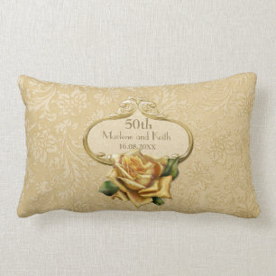 Gouden Roos Damask 50ste bruiloft Jubileum kussen