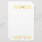 Gouden Roos en bladeren Briefpapier (Voorkant / Achterkant)