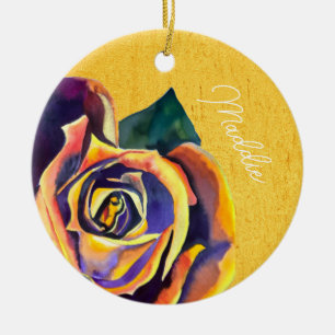 Gouden Roos gotische aquarel kunst Keramisch Ornament