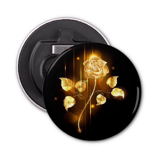 Gouden roos ( goud roos ) button flesopener (Voorkant)