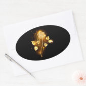 Gouden roos ( goud roos ) ovale sticker (Envelop)
