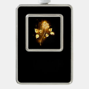 Gouden roos ( goud roos ) verzilverd kader ornament