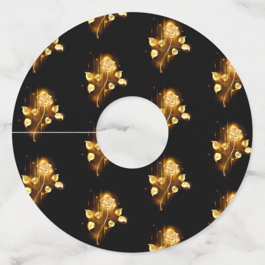 Gouden roos ( goud roos ) wijnglaslabel (Voorkant)