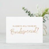 Gouden Roos met de tekst "Will you be my bridesmai Kaart (Staand voorkant)
