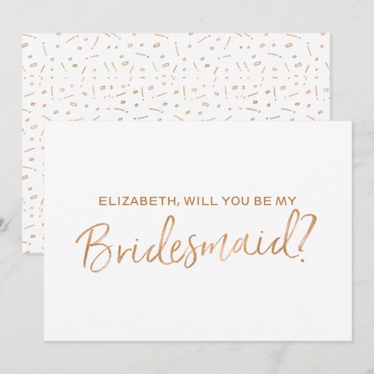Gouden Roos met de tekst "Will you be my bridesmai Kaart (Voorkant / Achterkant)