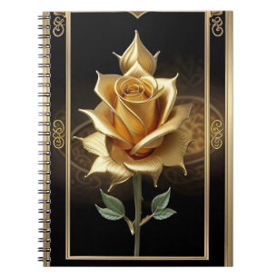 Gouden Roos Met Elegante Sierdetails Notitieboek