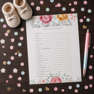 Gouden Roos Woord Door Elkaar Baby Shower Spel Notitieblok